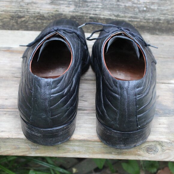 Vtg Dack's Black “Baffin Seal” Leather Derby, Men's 9 F, Made in Canada, GUC - Picture 6 of 13